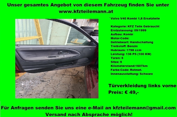 Türverkleidung Links vorne Volvo V40 Kombi 1,8